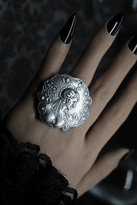 Large Swan Goddess Medallion Statement Ring