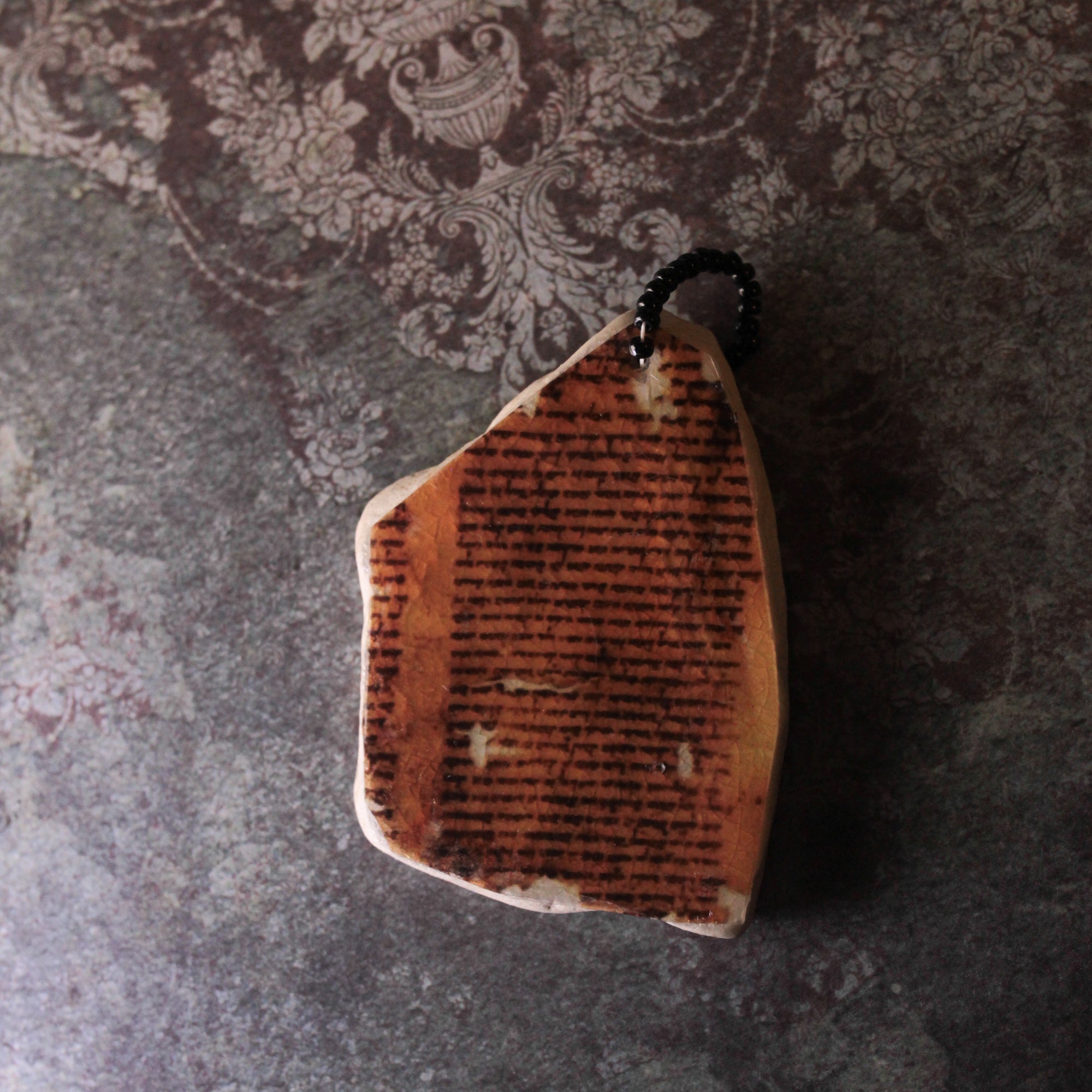 Dead Sea Scroll Fragment Shipwreck Pottery Pendant Amorphous Perfume dead-sea-scroll-fragment-shipwreck-pottery-pendant-amorphous-perfume